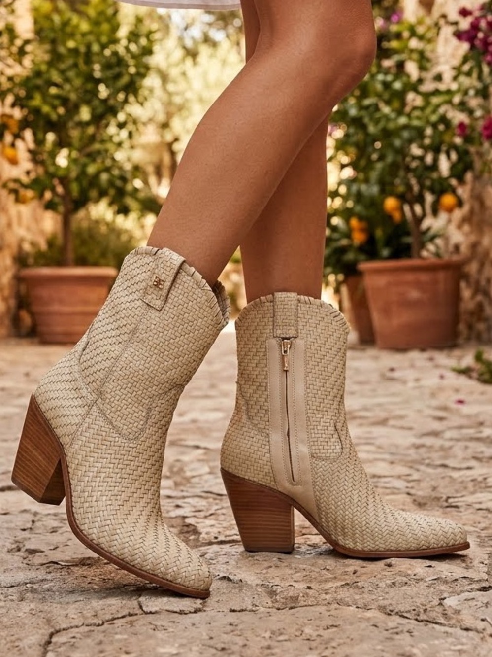 Sam Edelman Tracy Woven Leather Western Boots, Size 9 - NEW IN BOX